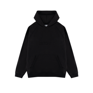 BLUZA Z KAPTUREM CZARNA LOGO TŁOCZONE