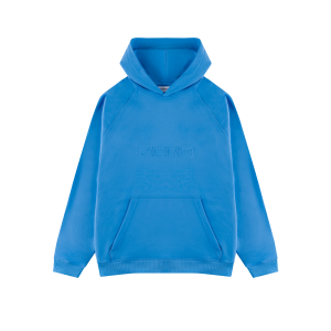 BLUZA Z KAPTUREM NIEBIESKA LOGO TŁOCZONE
