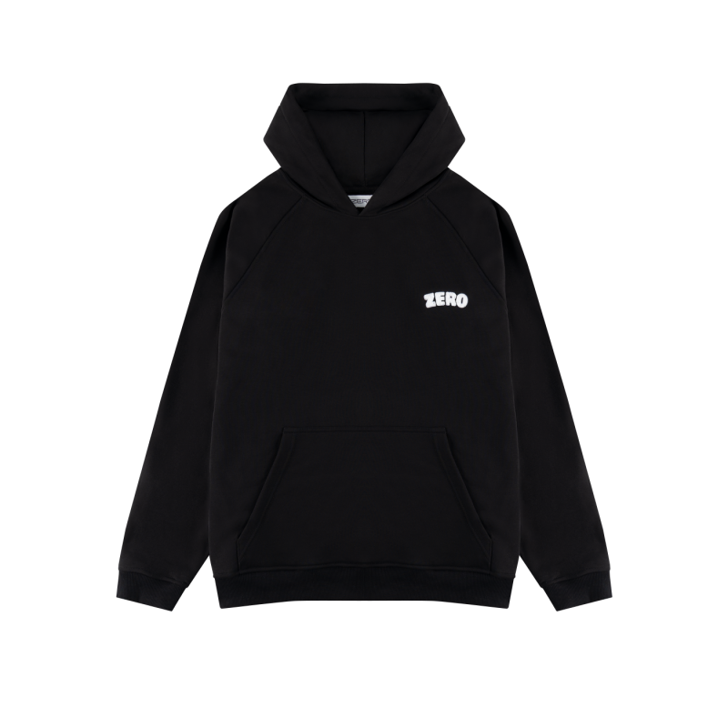 BLUZA Z KAPTUREM CZARNA LOGO PLUSZOWE