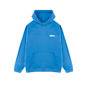 BLUZA Z KAPTUREM NIEBIESKA LOGO PLUSZOWE