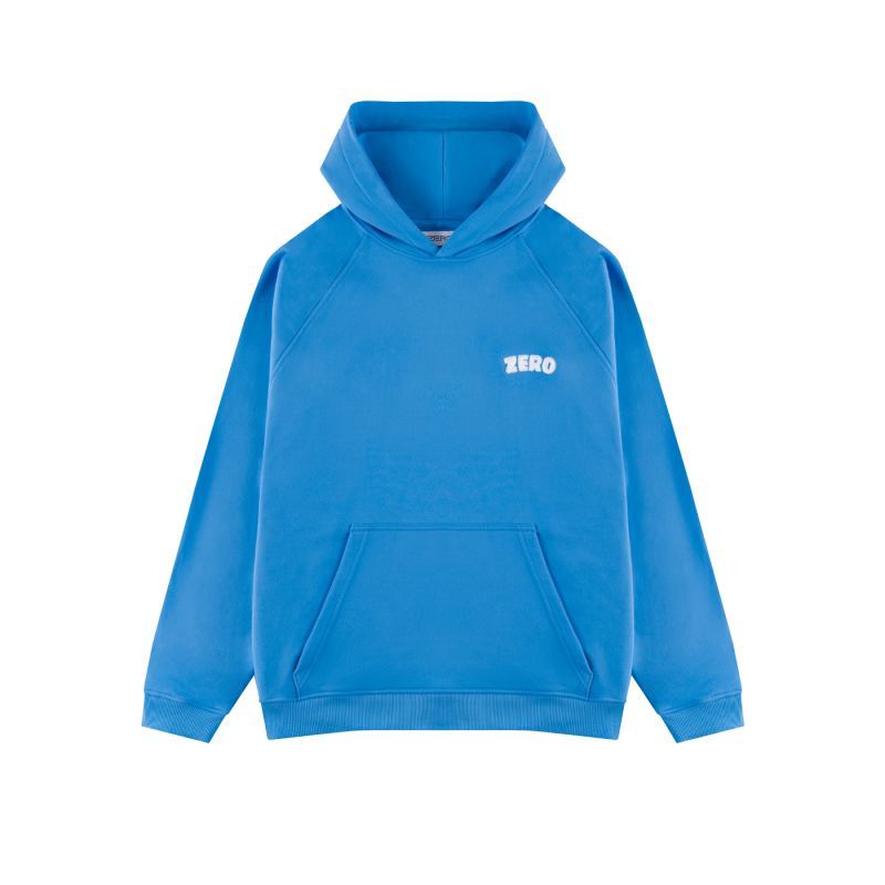 BLUZA Z KAPTUREM NIEBIESKA LOGO PLUSZOWE